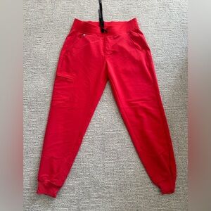Winning Red High Waisted Zamora Figs Joggers